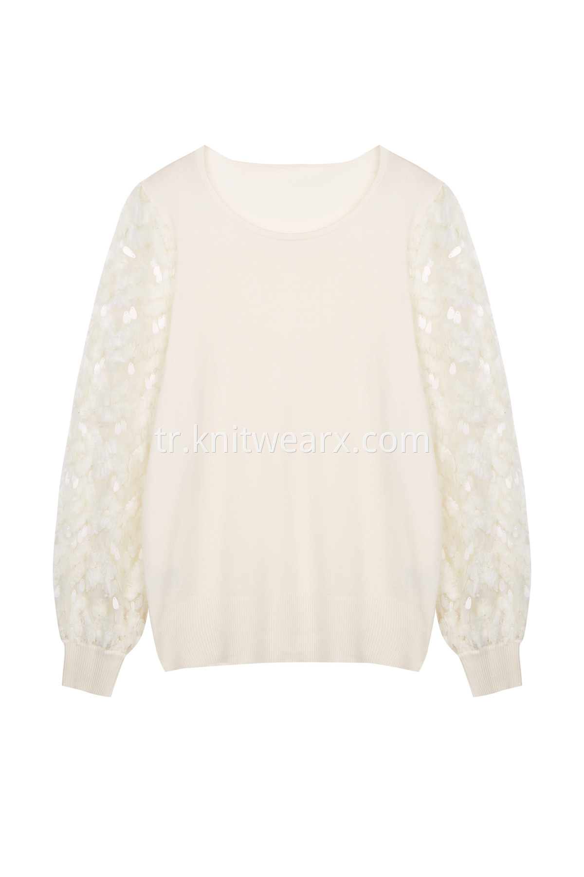 Women‘s Sequin Glitter Long Sleeve Crew neck Knitted Pullover